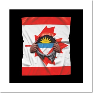 Antigua & Barbuda Flag Canadian Flag Ripped - Gift for Antiguan & Barbudan From Antigua & Barbuda Posters and Art